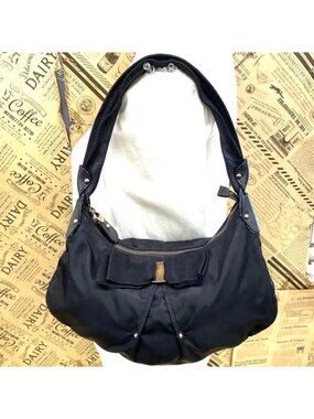 Salvatore Ferragamo Handbag Rose Ribbon Black Nylon